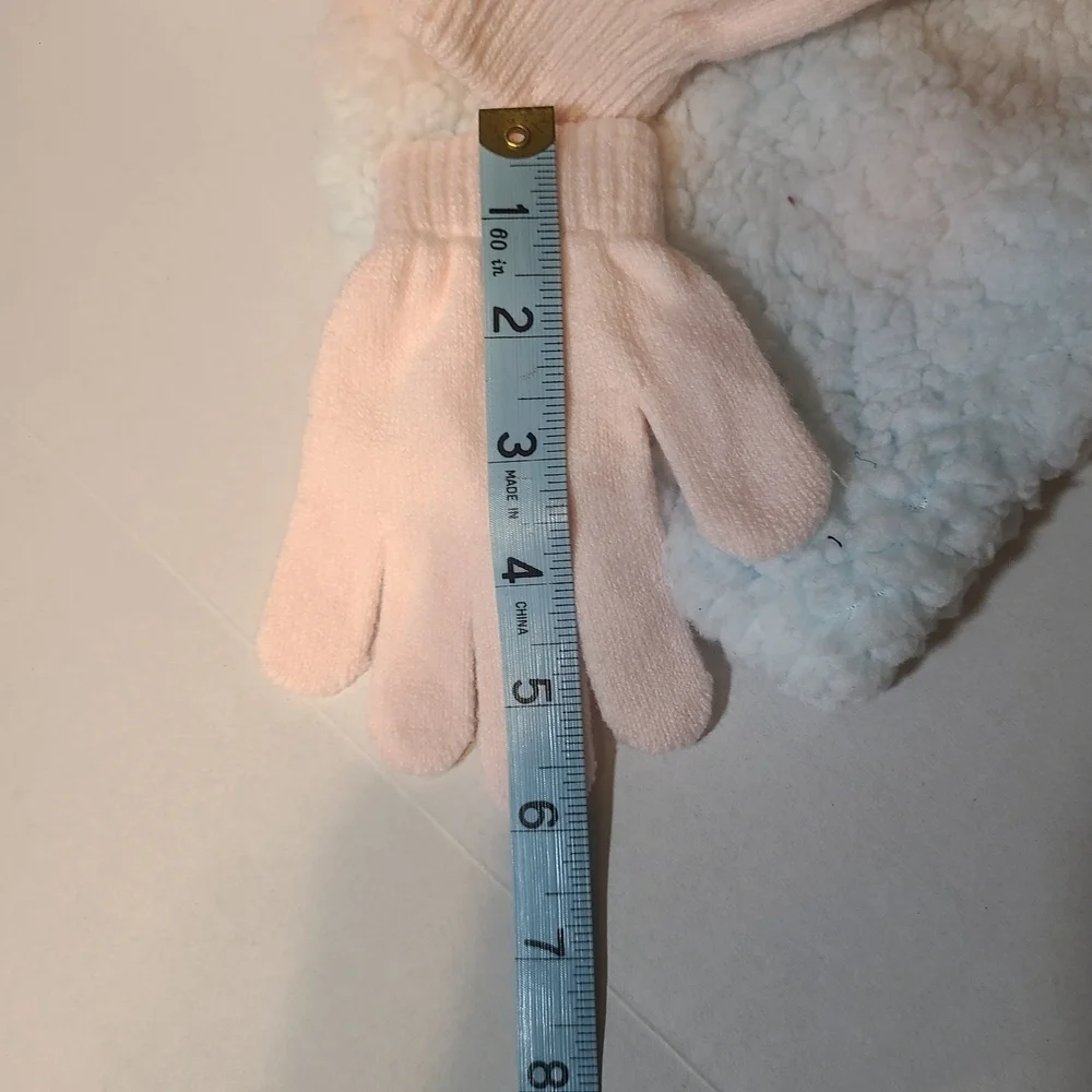 Love To Design Pink & Cream Girls Hat, Scarf, Glove Set NWT XS-S